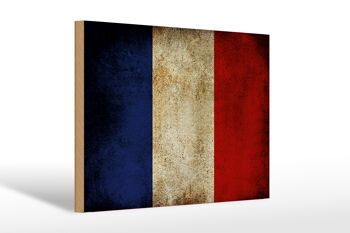 Drapeau panneau en bois 30x20cm drapeau France 1