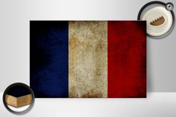 Drapeau panneau en bois 30x20cm drapeau France 2