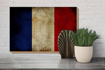 Drapeau panneau en bois 30x20cm drapeau France 3