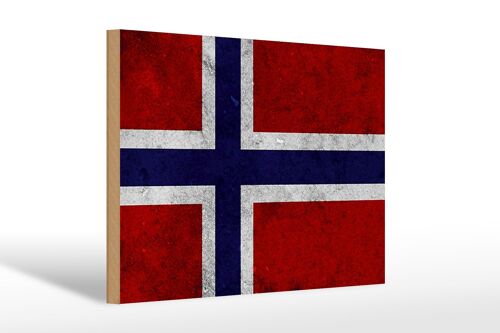 Holzschild Flagge 30x20cm Norwegen Fahne Wanddeko