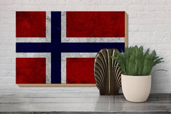 Drapeau en bois 30x20cm, drapeau de la norvège, décoration murale 3