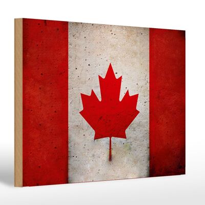 Bandera de madera 30x20cm decoración de pared con bandera de Canadá