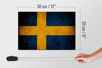 Drapeau en bois 30x20cm, drapeau de la Suède 4