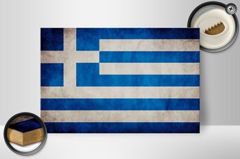 Drapeau panneau en bois 30x20cm drapeau Grèce 2