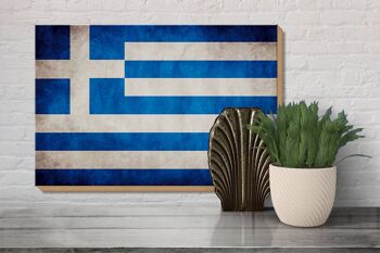 Drapeau panneau en bois 30x20cm drapeau Grèce 3