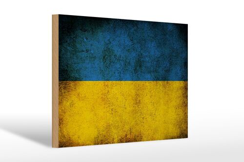 Holzschild Flagge 30x20cm Ukraine Fahne