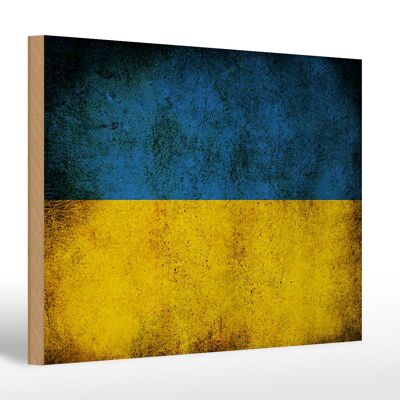 Bandera de madera 30x20cm Bandera de Ucrania