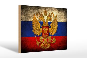Drapeau en bois 30x20cm, drapeau russe, armoiries 1