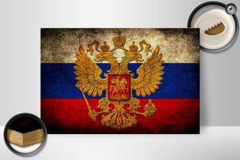Drapeau en bois 30x20cm, drapeau russe, armoiries 2