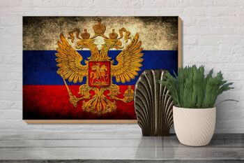Drapeau en bois 30x20cm, drapeau russe, armoiries 3