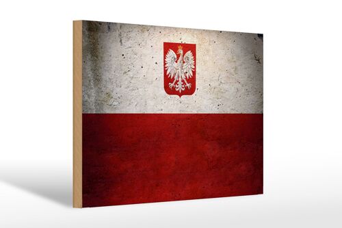 Holzschild Flagge 30x20cm Polen Fahne Wandeko