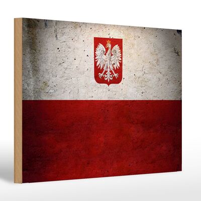 Cartello in legno bandiera 30x20 cm Decorazione murale bandiera Polonia