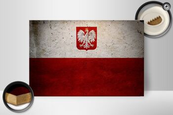 Drapeau en bois 30x20cm, drapeau de la Pologne, décoration murale 2