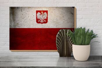 Drapeau en bois 30x20cm, drapeau de la Pologne, décoration murale 3