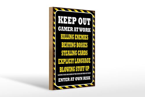 Holzschild Spruch 20x30cm Keep Out gamer at work killing