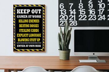 Panneau en bois indiquant 20x30cm Keep Out Gamer at Work Killing 3