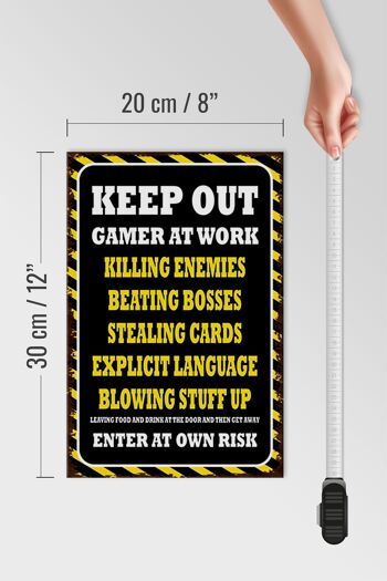 Panneau en bois indiquant 20x30cm Keep Out Gamer at Work Killing 4