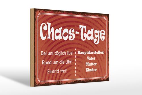 Holzschild Spruch 30x20cm Chaos Tage Vater Mutter Kinder