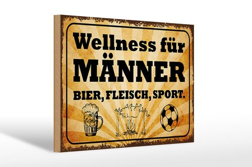 Holzschild Spruch 30x20cm Wellness Männer Bier Fleisch
