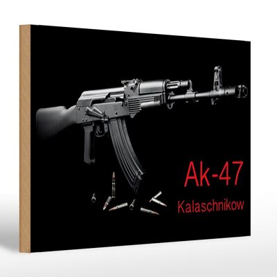 Cartel de madera rifle 30x20cm AK-47 Kalashnikov