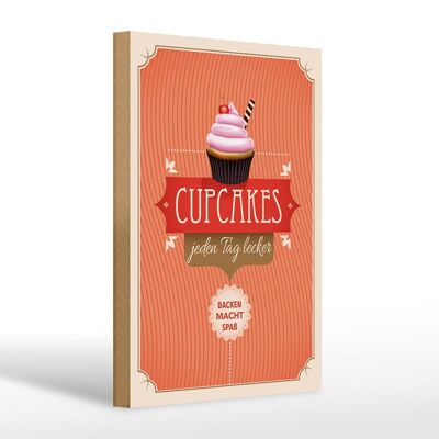 Cartello in legno con scritta Cupcakes 20x30 cm deliziosi ogni giorno