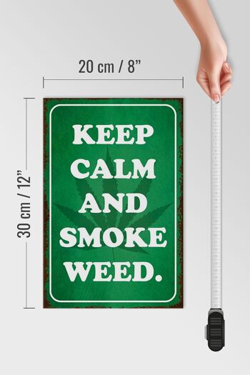 Panneau en bois disant 20x30cm Keep Calm and smoke weed 4