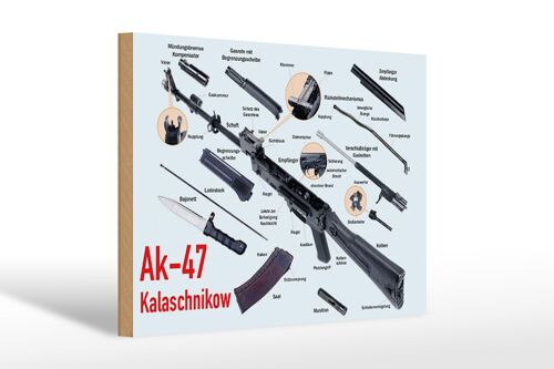Holzschild Gewehr 30x20cm AK-47 Kalaschnikow Einzelteile