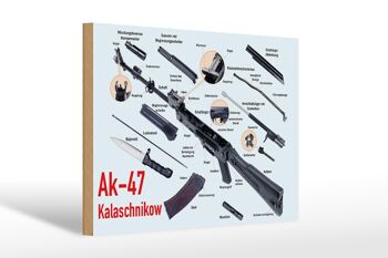 Fusil panneau en bois 30x20cm AK-47 Kalachnikov pièces détachées 1