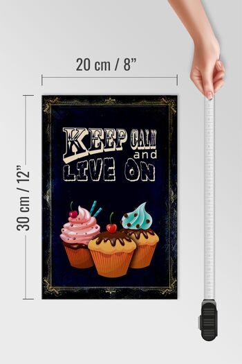 Panneau en bois disant 20x30cm Cupcake Keep Calm and live on 4
