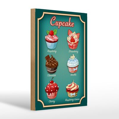 Cartello in legno cibo 20x30 cm Cupcake Lampone Cioccolato