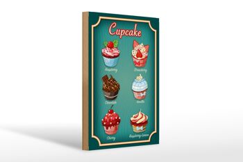 Panneau en bois alimentaire 20x30cm Cupcake Framboise Chocolat 1