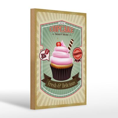 Wooden sign food 20x30cm Cupcake natural fresh Delicious