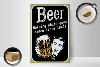 Panneau en bois indiquant 20x30cm Bière aidant les hommes blancs à danser 2