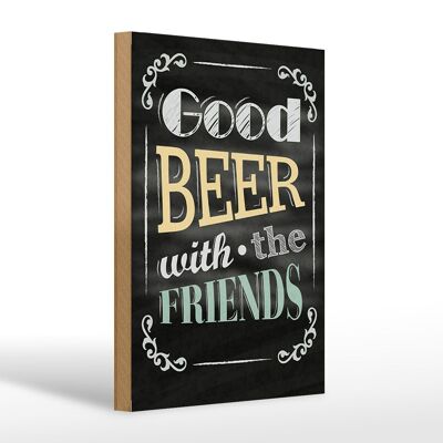 Cartel de madera que dice 20x30cm buena cerveza con los amigos