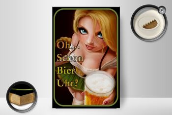 Panneau en bois disant 20x30cm Pinup Oh déjà l'heure de la bière ? 2