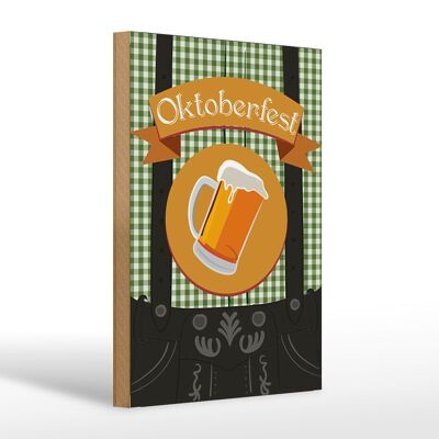 Cartel de madera 20x30cm Cerveza Oktoberfest