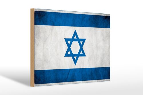 Holzschild Flagge 30x20cm Israel Fahne Wanddeko