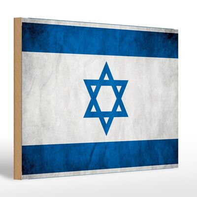 Bandera de madera 30x20cm decoración de pared con bandera de Israel