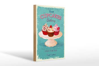 Panneau en bois Cupcakes 20x30cm made with love sweet bakery 1