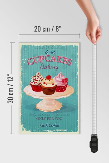 Panneau en bois Cupcakes 20x30cm made with love sweet bakery 4