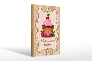 Panneau en bois nourriture 20x30cm prix du meilleur cupcake avec amour 1