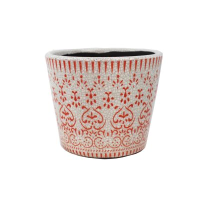 Ceramic flowerpot white/orange