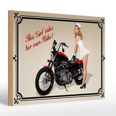 Holzschild Motorrad 30x20cm this girl rides her own Bike