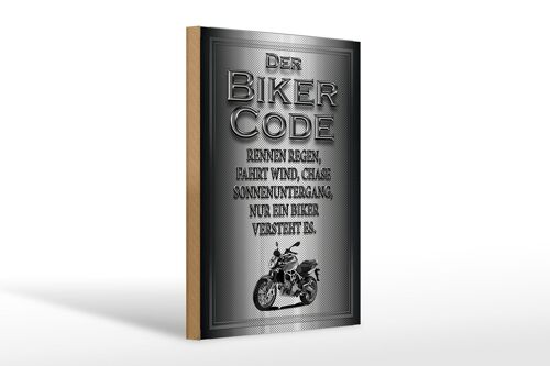 Holzschild Motorrad 20x30cm Biker Code rennen Regen Wind