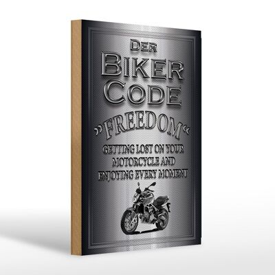 Cartel de madera motocicleta 20x30cm Biker Code Freedom Getting