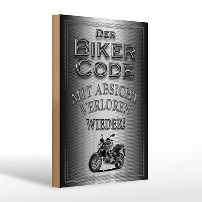 Cartello in legno moto 20x30cm codice motociclista con intenzione