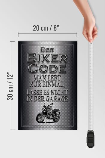 Panneau moto en bois 20x30cm Biker Code on ne vit qu'une fois 4