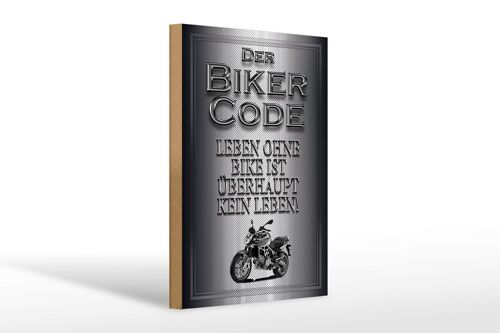 Holzschild Motorrad 20x30cm Biker Code leben ohne kein Leben