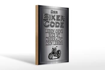 Panneau moto en bois 20x30cm Biker Code live sans no life 1