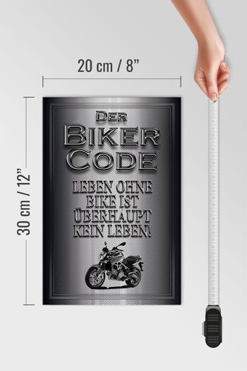 Panneau moto en bois 20x30cm Biker Code live sans no life 4